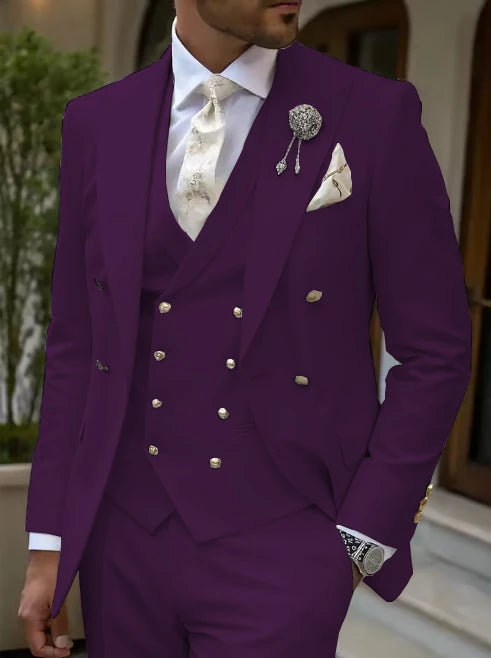 Men's Solid Color Lapel Short Sleeve Zipper Trouser Suit