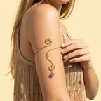 Women's Vintage Leaf Geometric Waves Upper Arm Cuff Bracelet