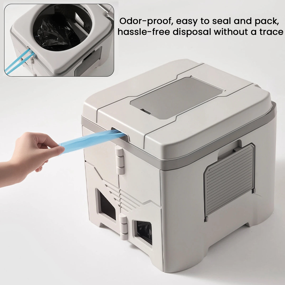 Portable Folding Camping Toilet with Lid and 330-lb Load Capacity