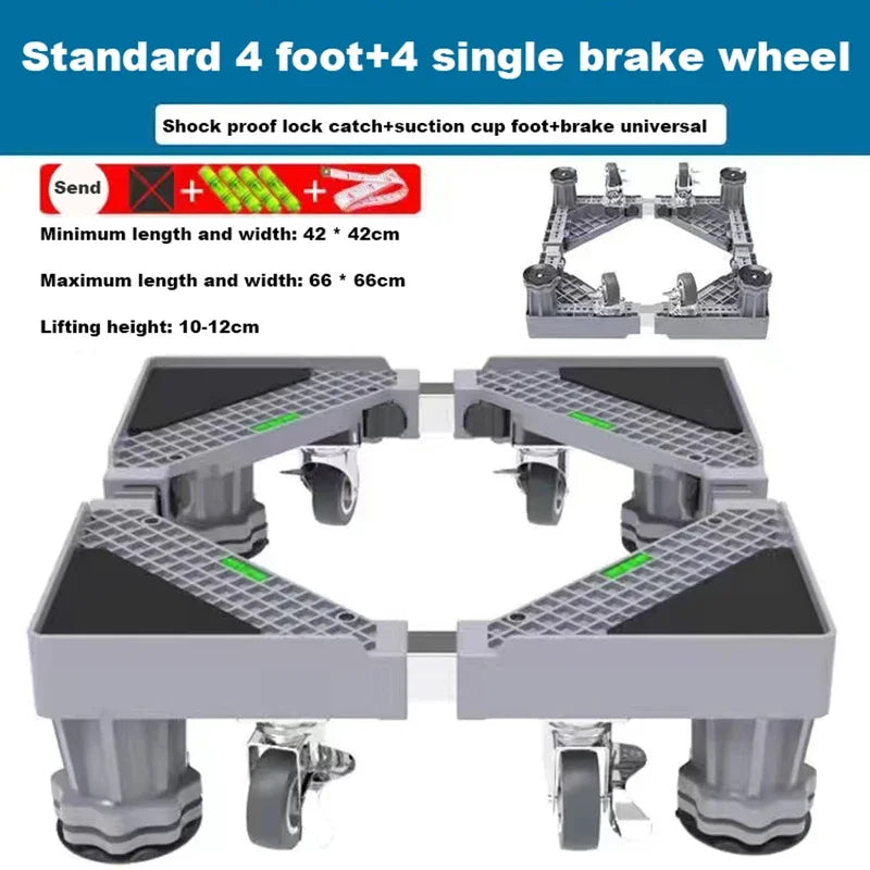 Adjustable Washing Machine Stand with Multi-Functional Fridge Base