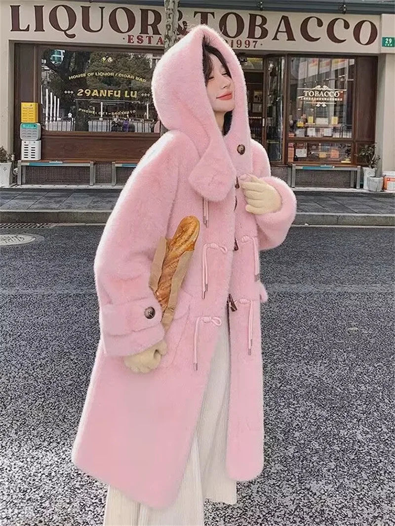 Women's Thick Warm Hooded Faux Fur Coat