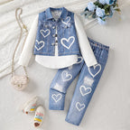 Girls' Denim Vest Top Pants Three-Piece Set TZ02125035