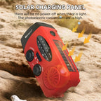 Emergency Solar Hand-Crank Radio with Flashlight and Power Bank