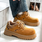 Men's Retro Lace Up Chunky Casual Short Boots