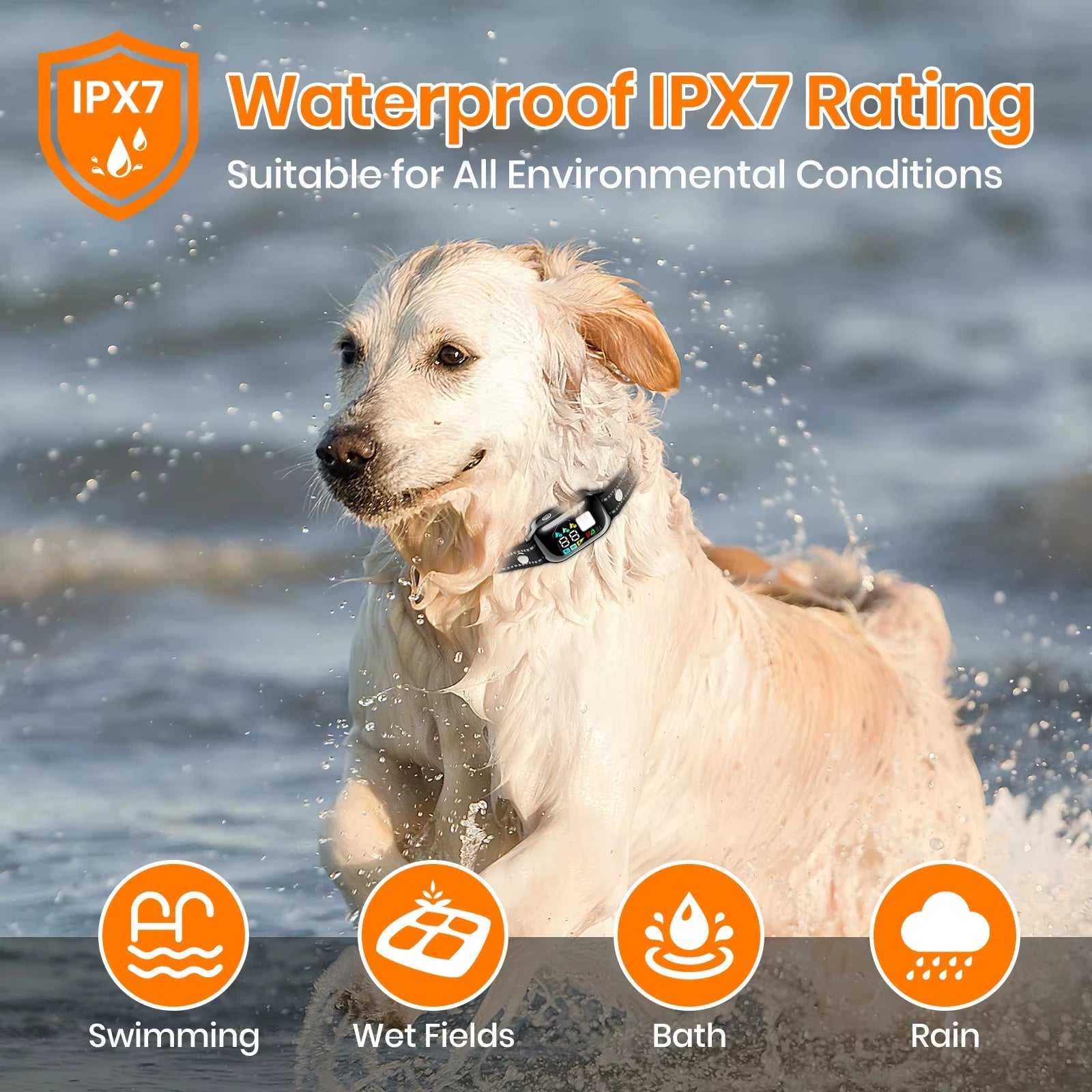 AI Electric Dog Training Collar 3300ft Range IPX7 Waterproof 10-120lbs