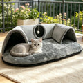 2-in-1 Cat Tunnel Bed with Soft Plush Cushion