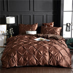 Chiffon Pinched Flower Duvet Cover and Soft Bedding Set