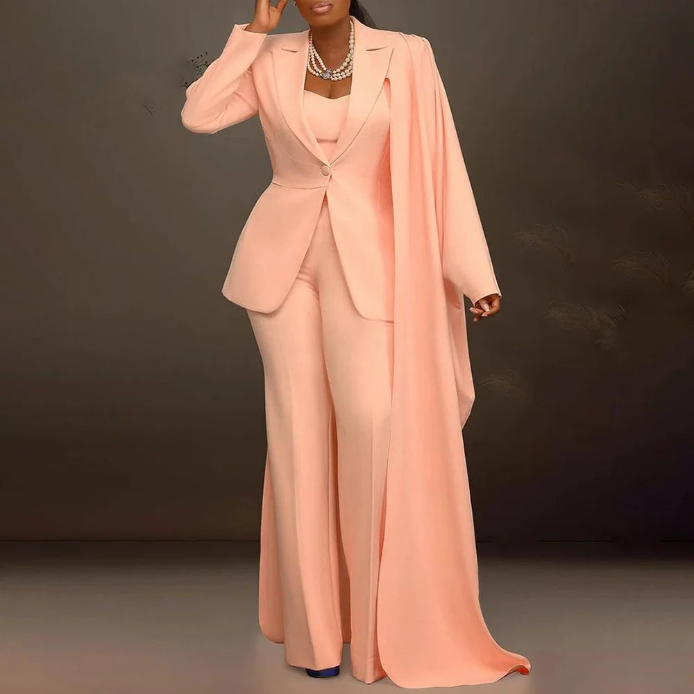 Women's Peak Lapel One-Button Blazer Pants Suit