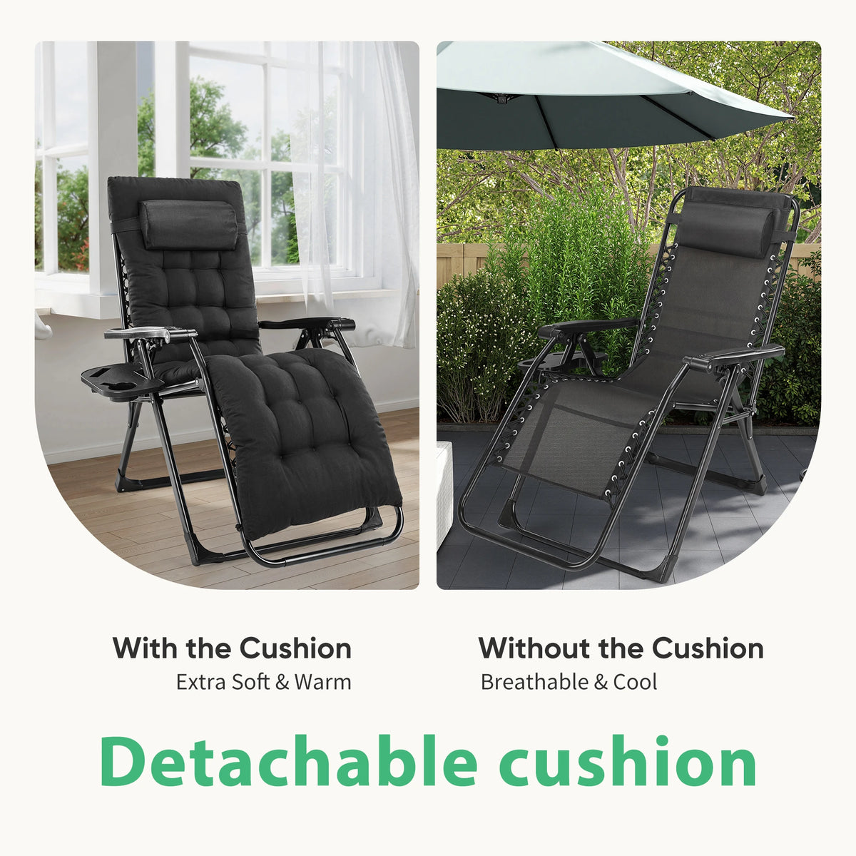 Zero Gravity Camping Lounge Chair and Folding Patio Recliner