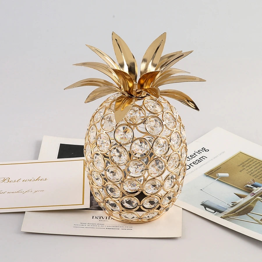 Gold Crystal Fruit Figurine and Tabletop Centerpiece Ornament