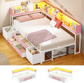 Twin Metal Corner Daybed Frame with Bookcase Storage and Drawers