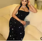 Women's 3D Flower Hollow-Out Backless Bandage Evening Dress 107Q26050602