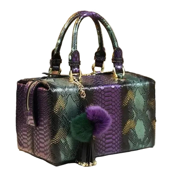 Women's Snake Pattern Genuine Leather Shoulder Crossbody Bag