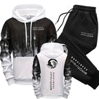 Men's Casual Print Hoodie and Sweatpants Two Piece Tracksuit Set