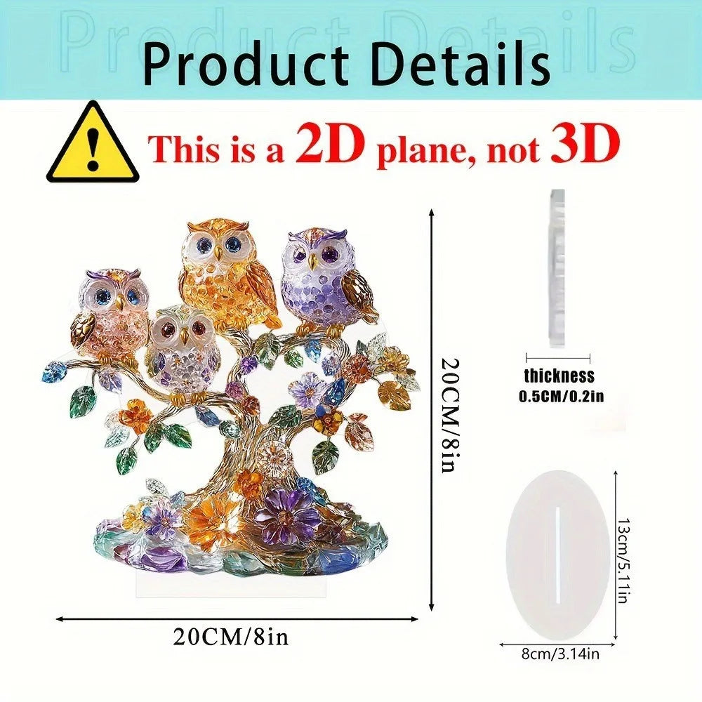 Cute Owl Flat Acrylic Plaque and Tabletop Ornament