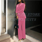 Women's Double Breasted Velvet Blazer Pants Suit