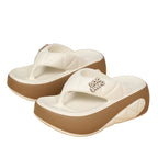 Women's Summer Thick Bottom Platform Slippers Casual Indoor Outdoor Khaki