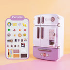 Kids' 1:12 Miniature Double Door Refrigerator Toy with Kitchen Accessories