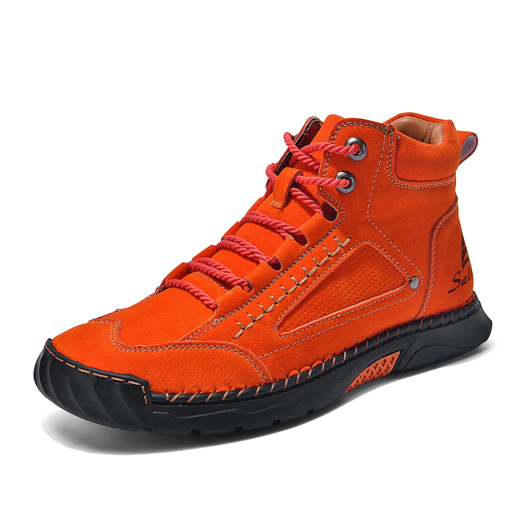 Men's Fashion Split Leather Handmade Casual Ankle Boots 2317-1