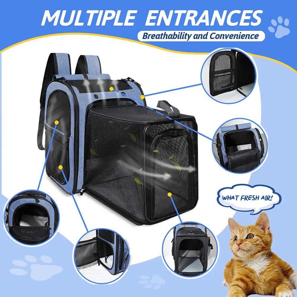 Expandable Foldable Breathable Pet Travel Backpack Carrier