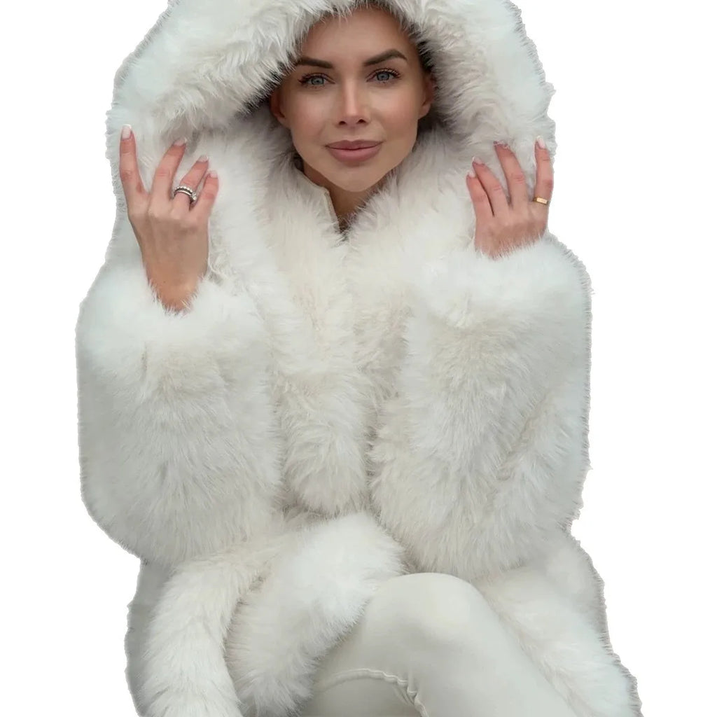Women's Thick Warm Hooded Winter Plush Coat