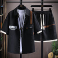 Men's Casual Short Sleeve Shirt and Shorts Two Piece Set