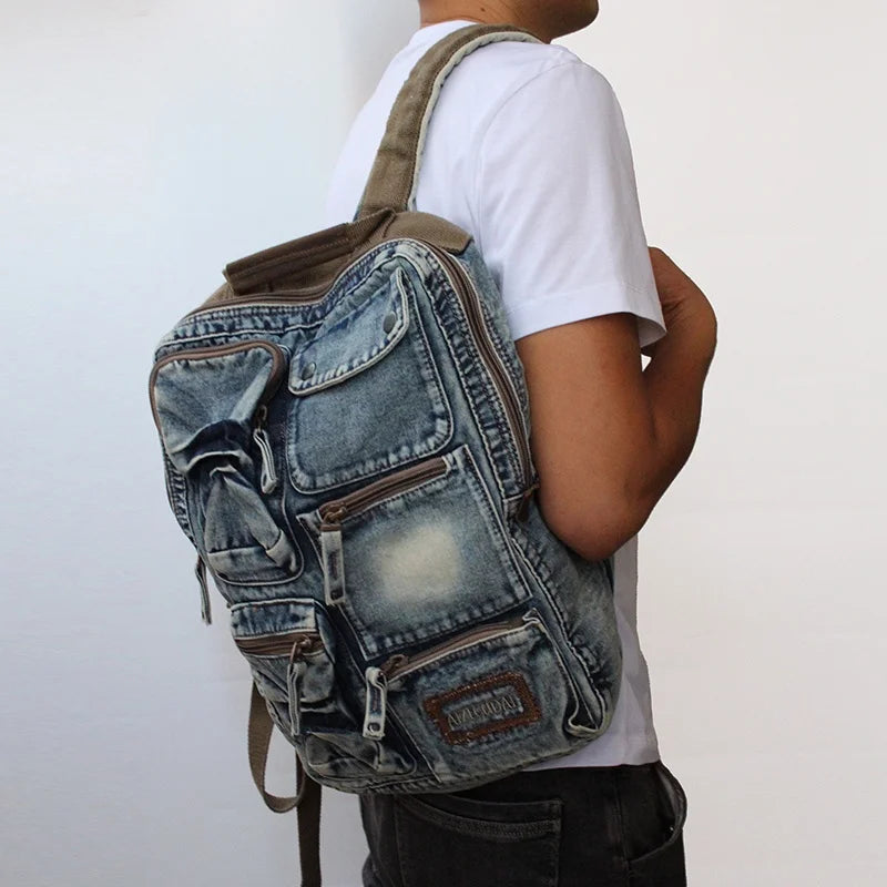 Unisex Fashion Denim 16 Inch Laptop Travel Backpack