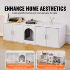 Double Room Wooden Cat Litter Box Enclosure and Hidden Cabinet