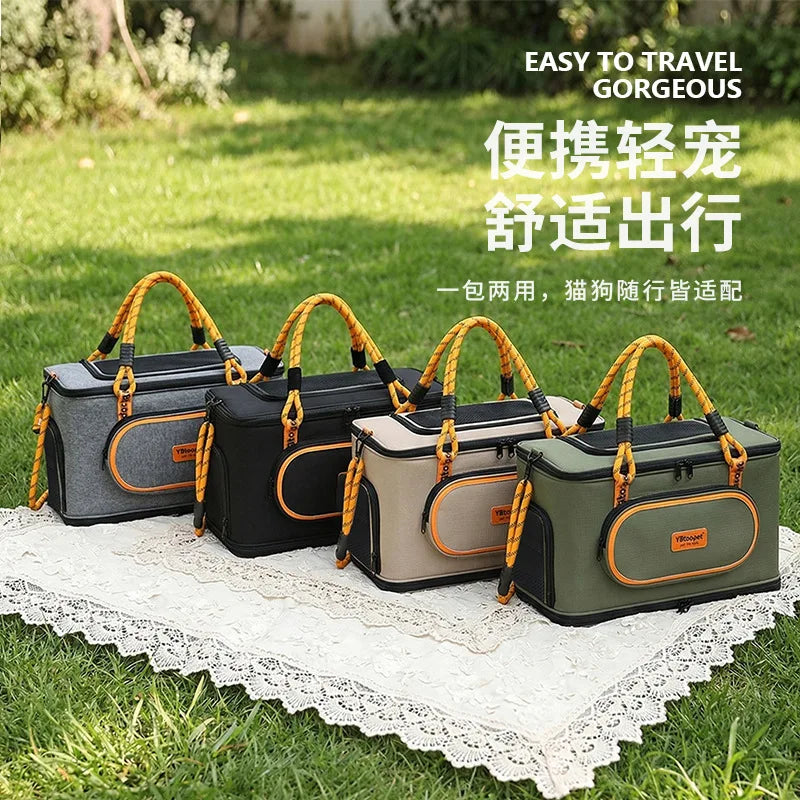 Water-Resistant Foldable Outdoor Pet Carrier Bag Breathable Tote for Cats and Small Dogs