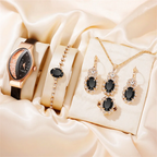 Women's Rhinestone Quartz Watch 6-Piece Jewelry Gift Set