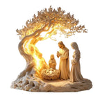 Yellow Acrylic Nativity Scene Desktop Plaque and Tabletop Signboard