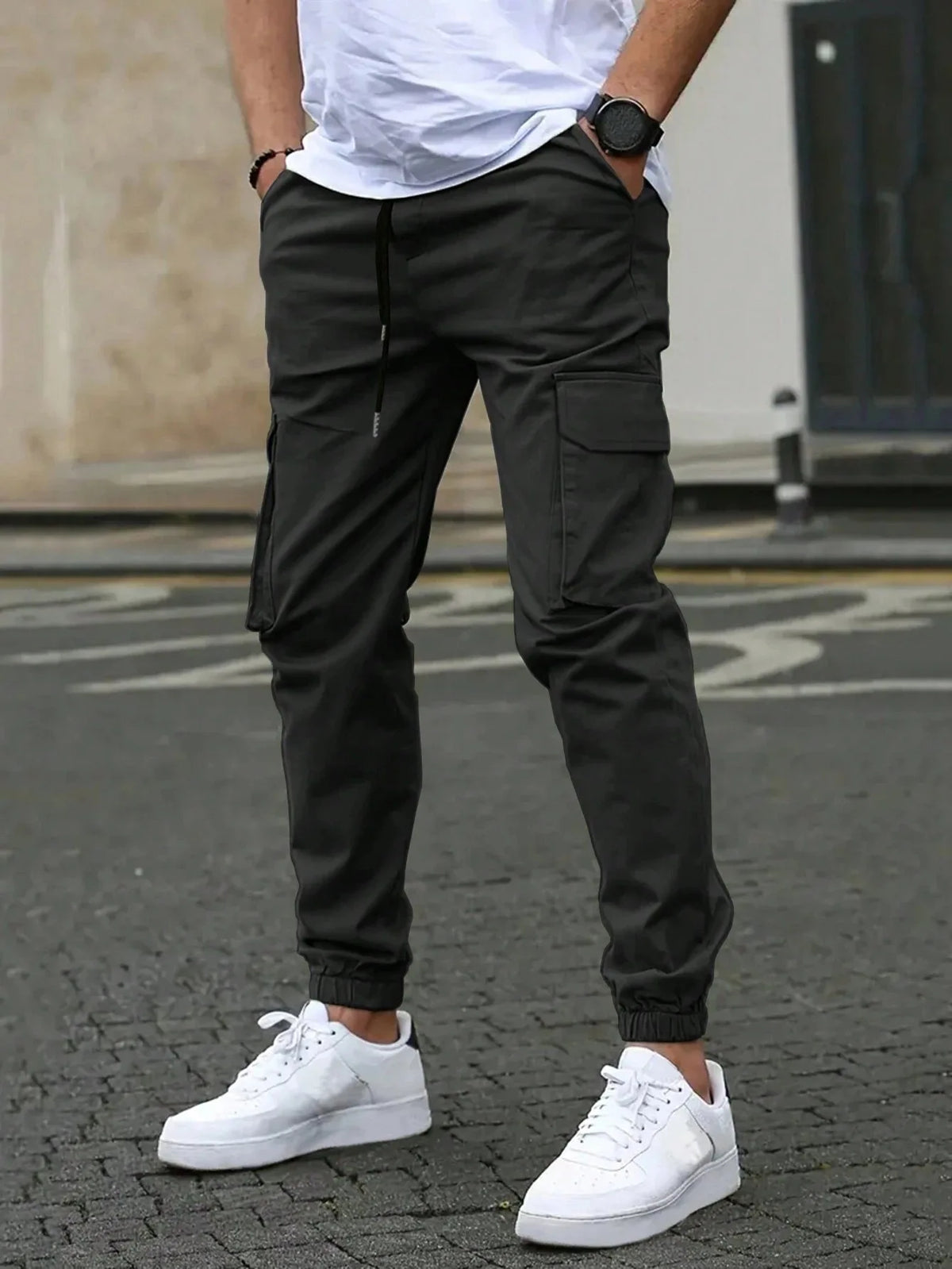 Men's Casual Solid Color Pocket Jogging Pants