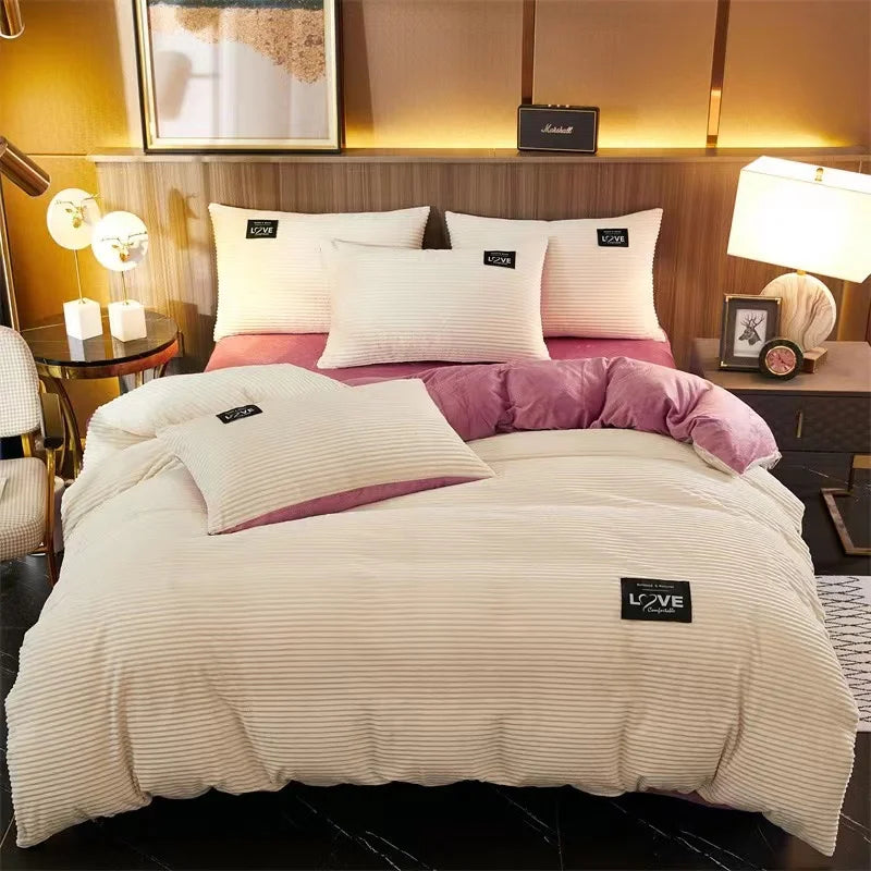 Velvet Duvet Cover and Winter Warm Quilt Bedding