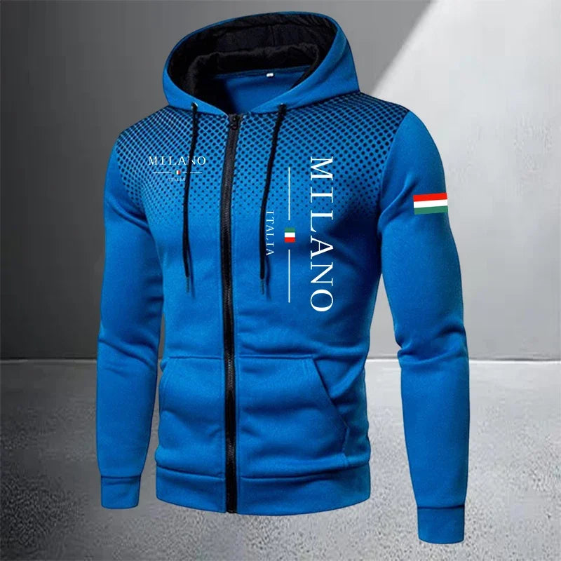 Men's Casual Zip Hooded Sweatshirt and Drawstring Pants Set