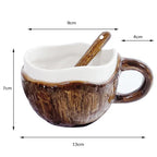 Retro Coconut Shell Hand-Pinched Irregular Ceramic Coffee Mug 10.1 fl oz