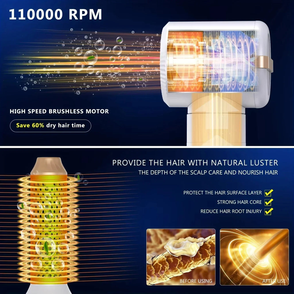 7-in-1 High Speed Ionic Hair Dryer Brush and Auto Curler Set