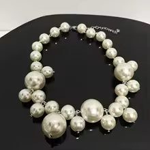 Women's Fashion Elegant Big Imitation Pearl Bead Choker Necklace