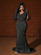 Women's Sexy Hooded Fishtail Floor Length Maxi Dress