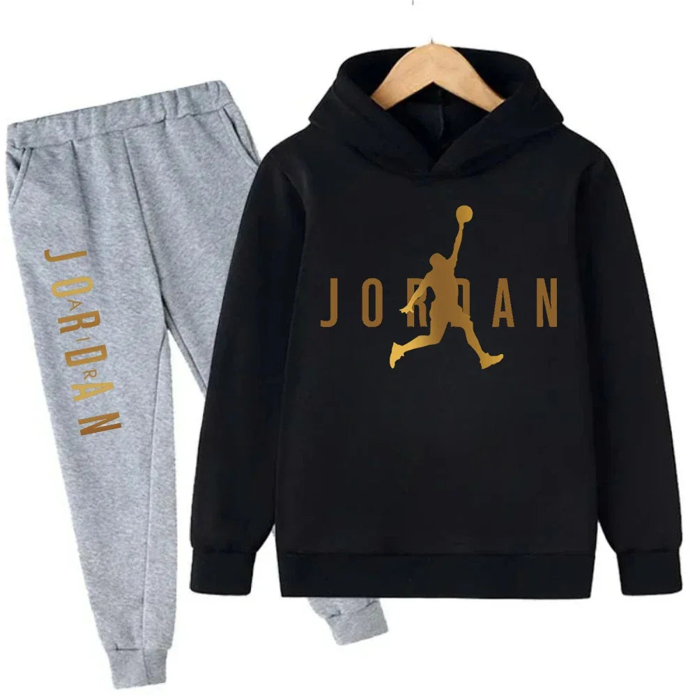 Kids' Slam Dunk Pattern Hoodie Pants Two-Piece Set