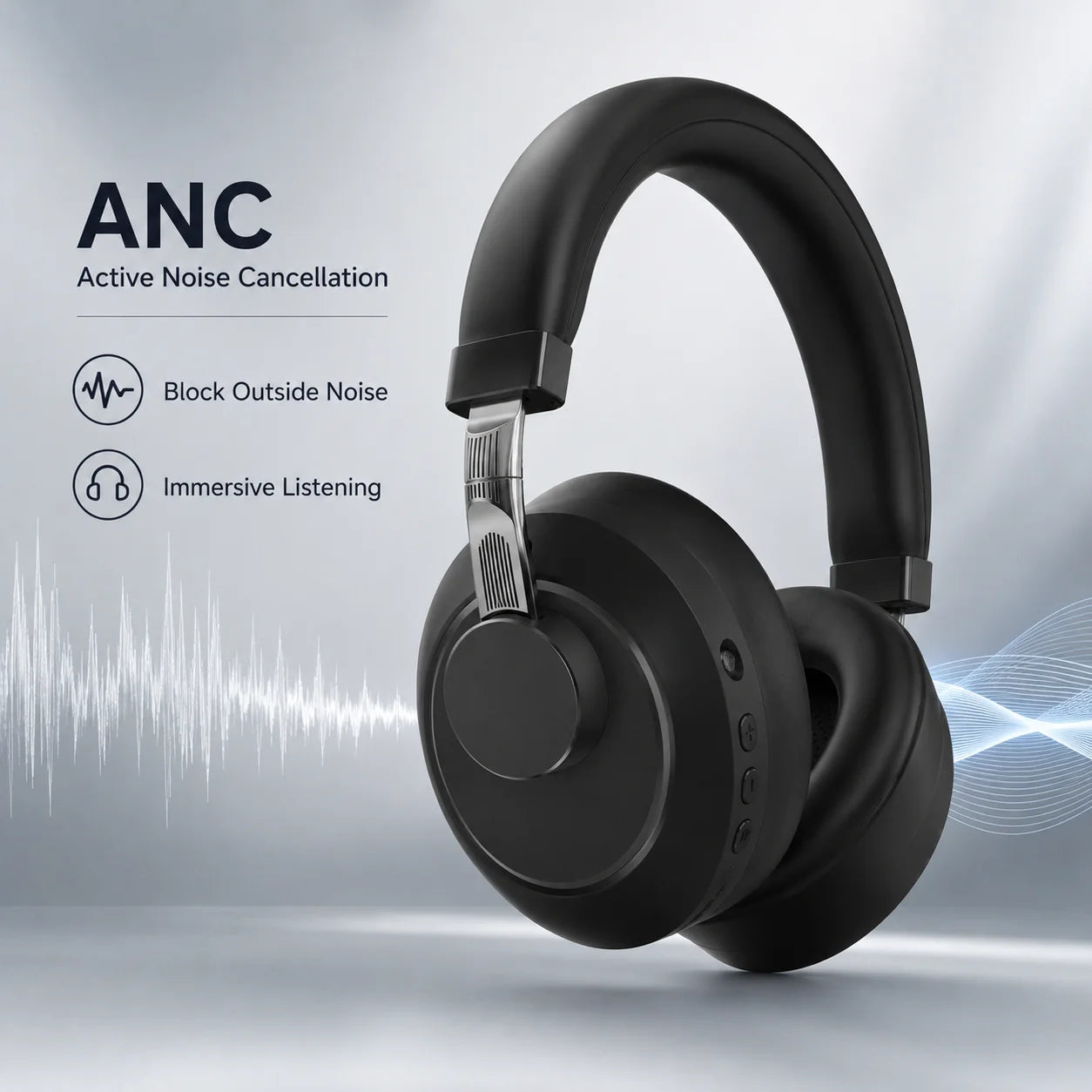 ANC Wireless Bluetooth 5.4 Over Ear Noise Cancelling Headphones