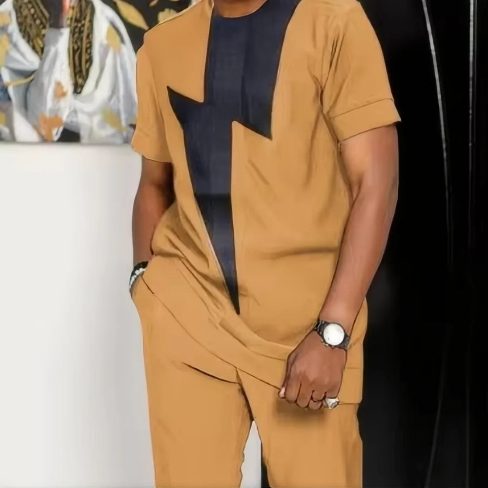 Men's Oversized 3D Printed T-Shirt and Pants 2-Piece Set