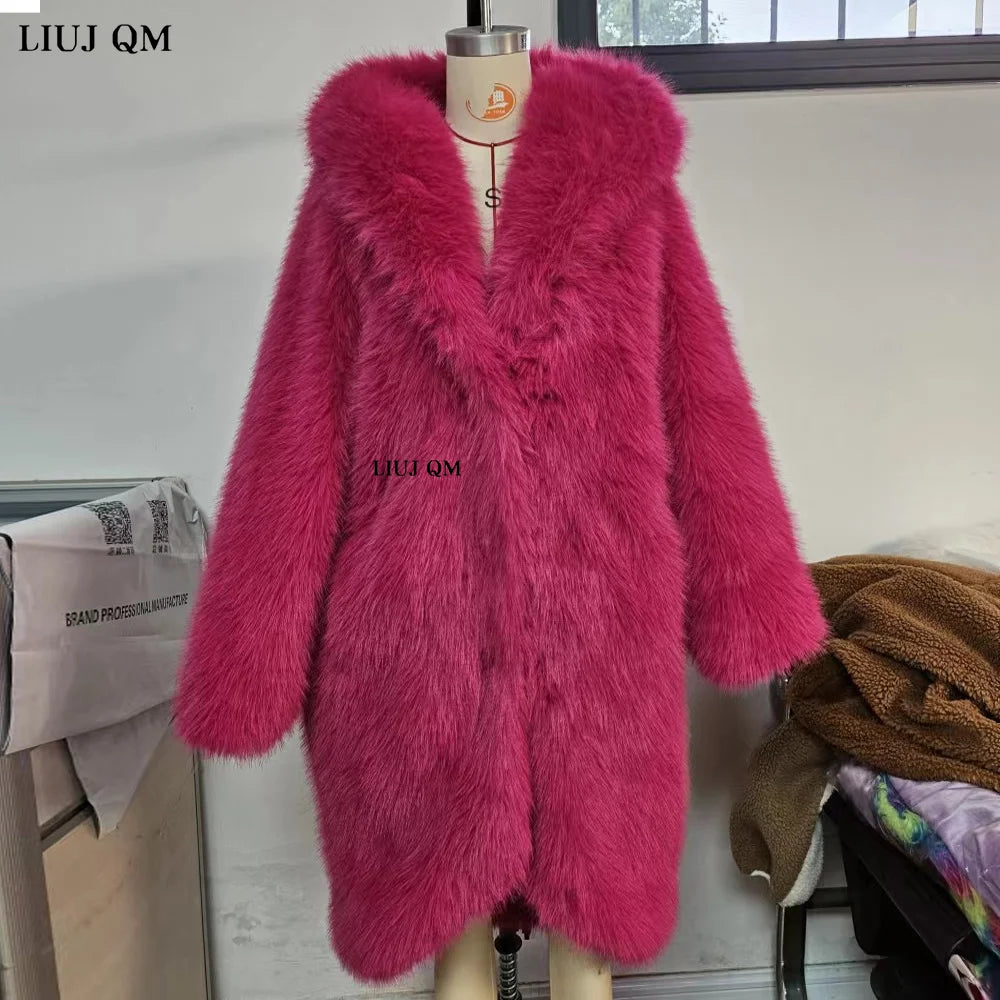 Women's Thick Warm Hooded Faux Fur Coat