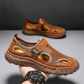 PHERON Men's Genuine Leather Casual Sandals Outdoor Beach Roman Shoes