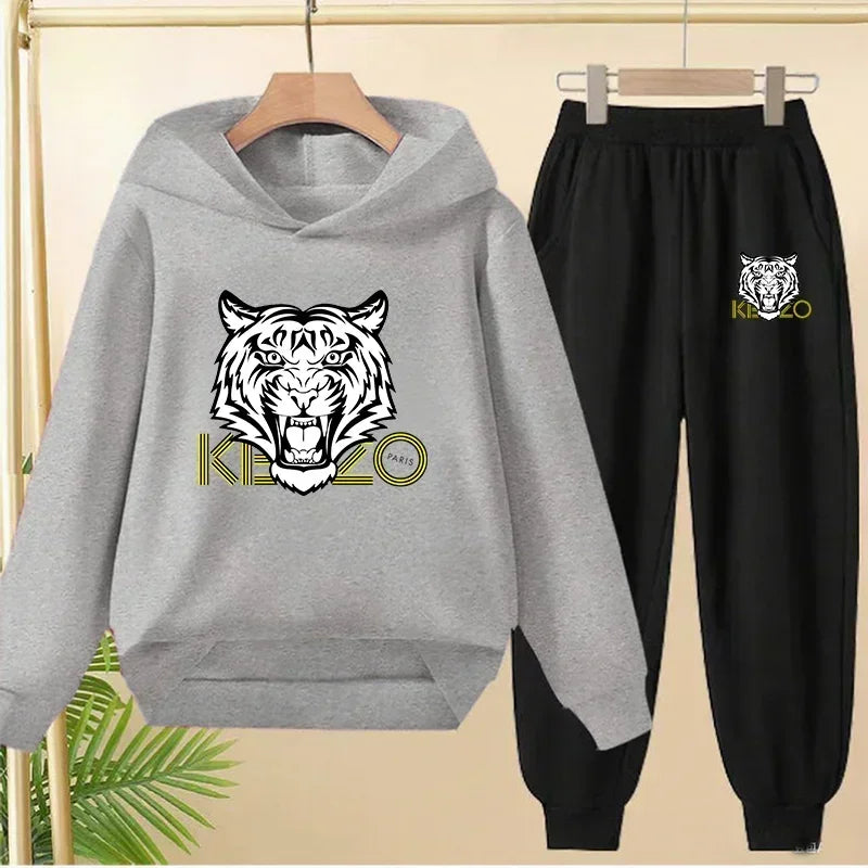 Kids' Tiger Print Hoodie Sweatshirt Pants Set
