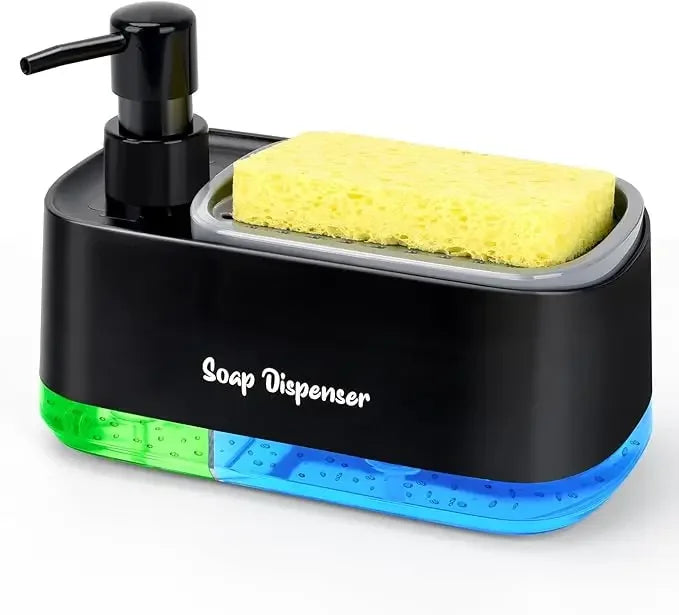 Dual Pump Soap Dispenser Set with Sponge Storage Box for Kitchen Sink
