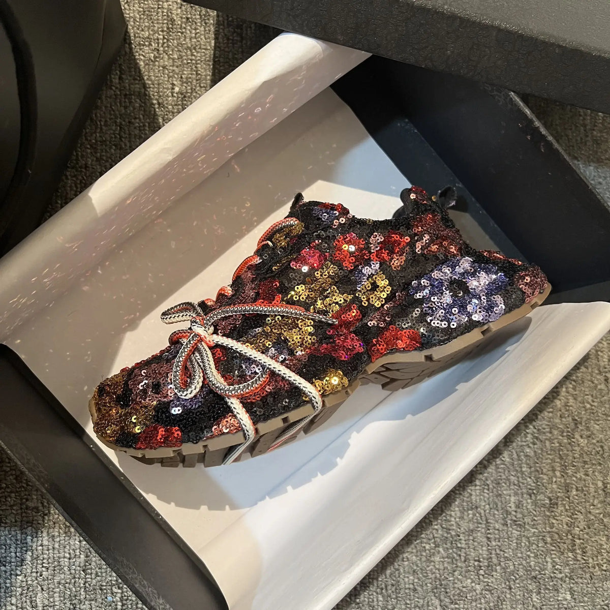 Women's Glitter Sequin Platform Skate Sneakers