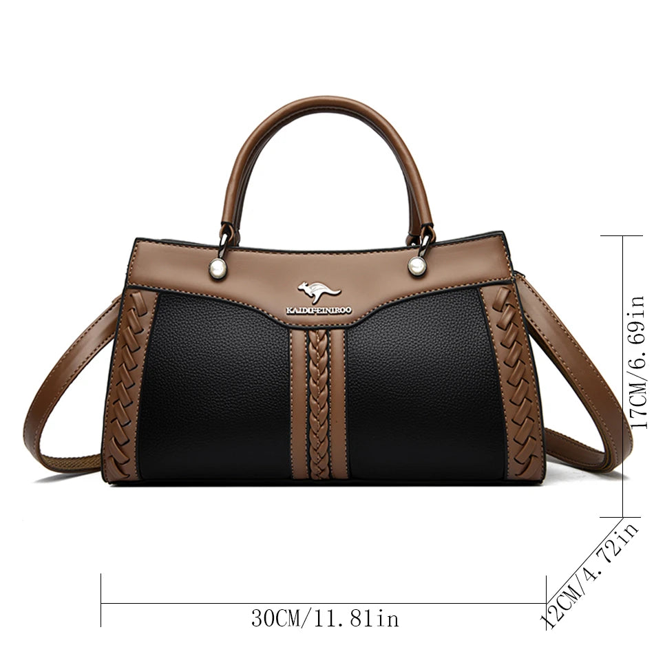 Women's Multi Layered Soft Leather Shoulder Crossbody Bag