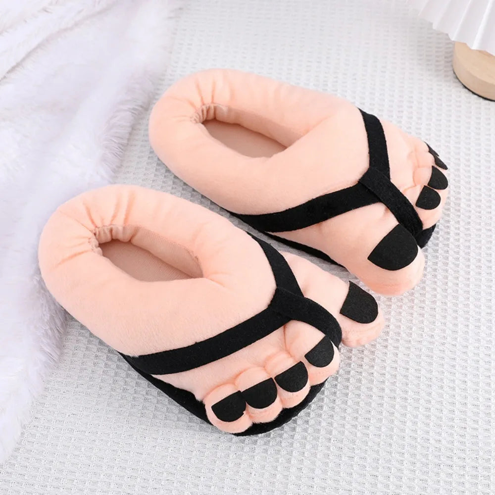 Unisex Winter Cotton Slippers Funny Cartoon Couple House Slides Warm Soft Plush Indoor Flats
