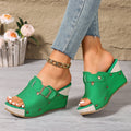 Women's Espadrille Wedge Mules Open Toe Platform Sandals Rivet Decor