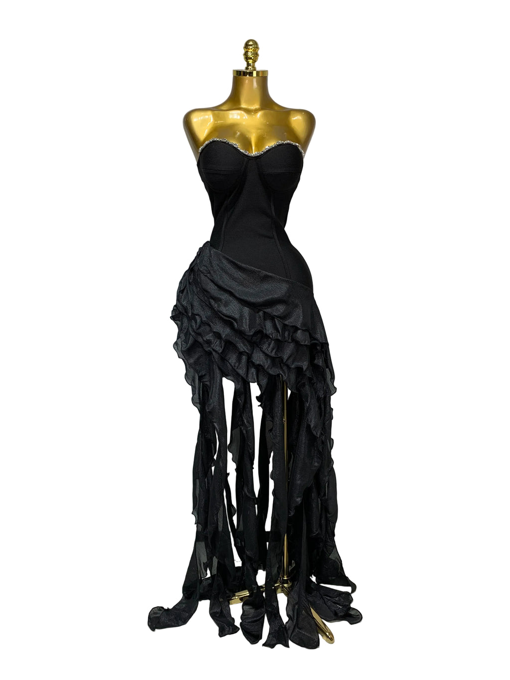 Women's Fashion Strapless Ruffle Bandage Mini Party Dress
